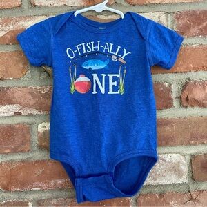 First Birthday Fish Theme Onesie 18m Blue One O-fish-ally